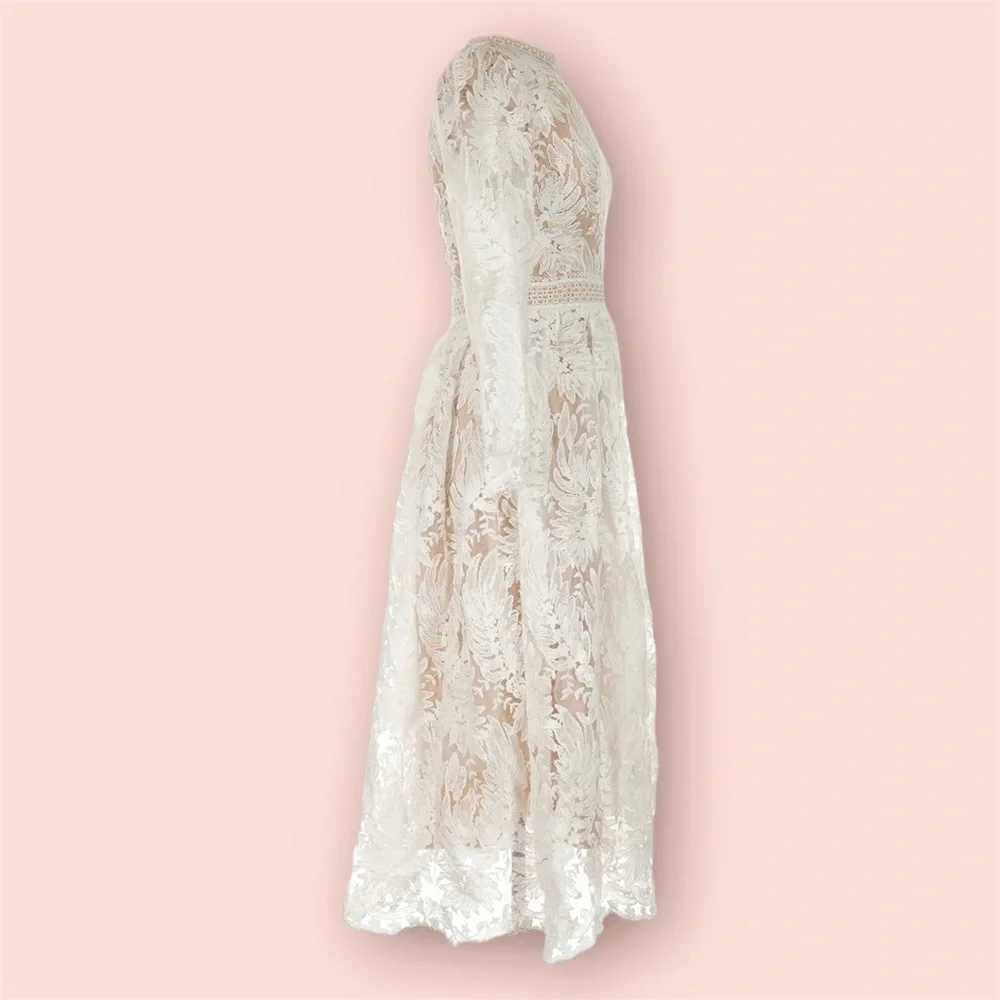 Ivy City Co Naples Lace Long Sleeve Midi Dress - Picture 5 of 6